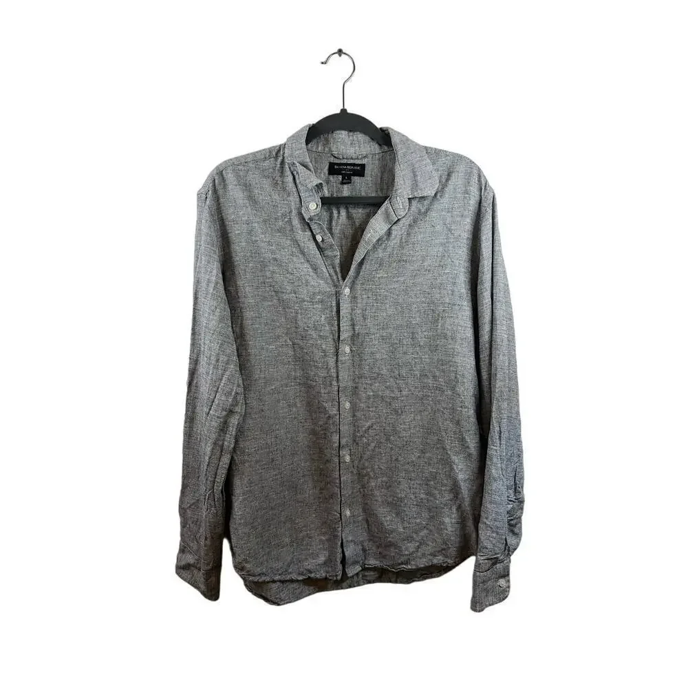Banana Republic Men's Grey Button Down Top Size Large